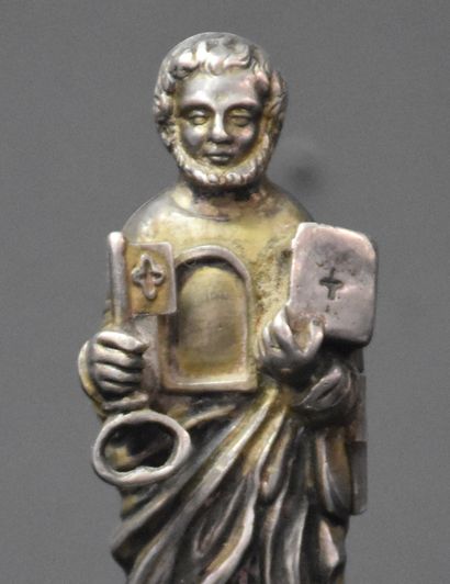 null Reliquaire ancien à l'effigie de Saint Pierre, poinçonné et garni de quatre...