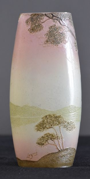 null François-Théodore LEGRAS (1839-1916)Vase art nouveau en verre multicouches dégagé...