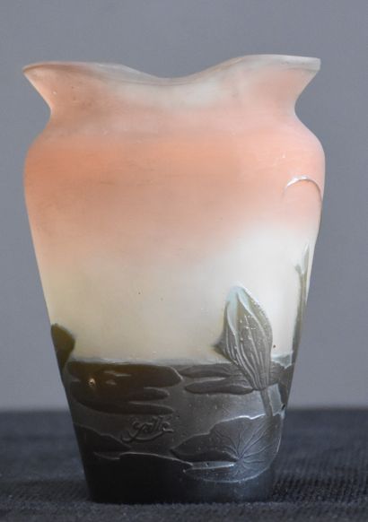 null Emile gallé (1846-1904).Vase évasé art nouveau en verre multicouches à décor...
