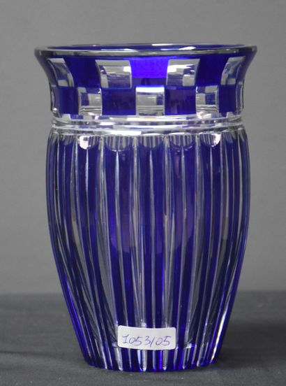 null Vase art déco en cristal du Val-Saint-Lambert, Joseph Simon époque 1930. Ht...