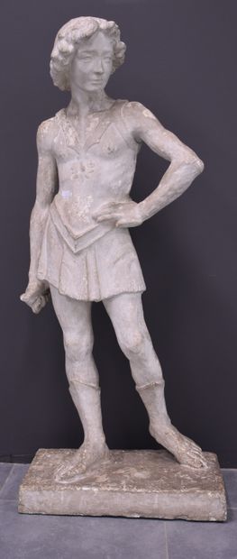 null Important plâtre d'académie représentant le David de Verrocchio. Époque : XIXème...
