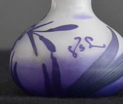 null Vase art nouveau en Val Saint Lambert dégagé à l'acide d'un décor floral. Signé...