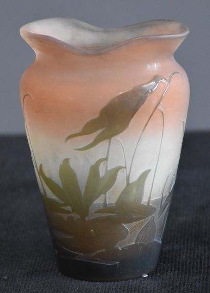 null Emile gallé (1846-1904).Vase évasé art nouveau en verre multicouches à décor...