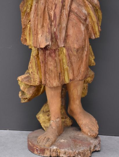 null Sculpture en bois polychrome, époque baroque. Ht : 95 cm.