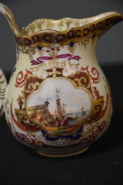 null Meissen porcelain head to head service decorated with port scenes and composed...