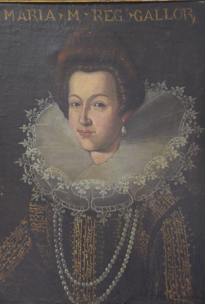 null Portrait présumé de Marie de Médicis, huile sur toile XVII ème. Découvert dans...
