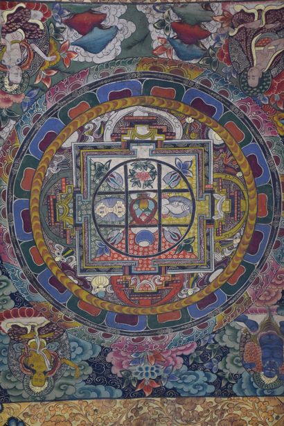 null Tibetan Tangka Dimensions : 100 x 83 cm.