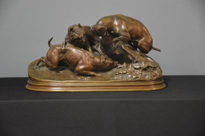 Pierre Jules Mène (1810-1879) Pierre Jules Mène (1810-1879). Animal bronze, the three...