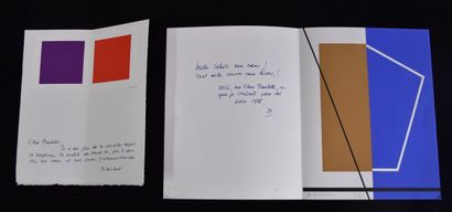 Jo Delahaut (1911-1992)., Jo Delahaut (1911-1992). Lot de deux cartes de vœux lithographies...