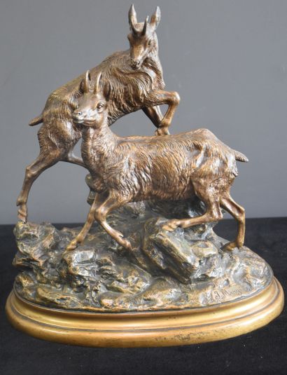 Jules Moigniez (1835-1894) Jules Moigniez (1835-1894). Bronze animalier : groupe...