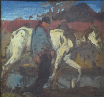 Anto Carte(1886-1954) 
Anto Carte (1886-1954) Huile sur carton L'ouvrier et son cheval...