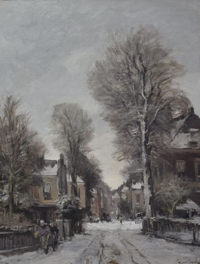 Louis Apol ( 1850-1936). 
Louis Apol ( 1850-1936). Velp Gelde under the snow. Signed...