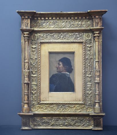 null Gilded wood frame in the Renaissance style. Probably Italy XVII th century....