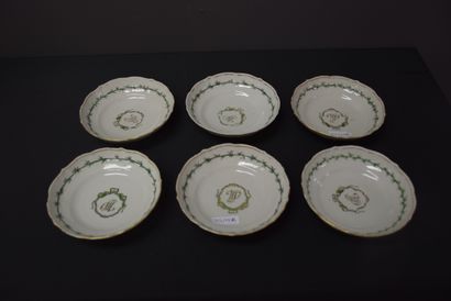 null Lot de 6 tasses et sous-tasses en porcelaine présumée de la compagnie des Indes....