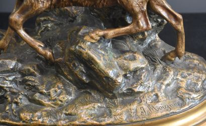 Jules Moigniez (1835-1894) Jules Moigniez (1835-1894). Bronze animal : group of chamois...