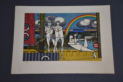 Gustave Camus (1914-1984) 古斯塔夫-卡姆斯（1914-1984）。编号为34/125和45/125的两幅超现实主义人物彩色平版画。