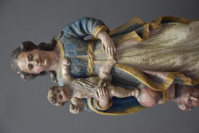 null Virgin and child in carved wood 18th century. Height : 40 cm.