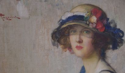 Fernand Toussaint (1873-1956) 
Fernand Toussaint (1873-1956). L'élégante au chapeau...