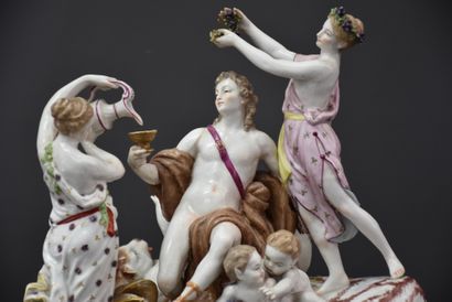null The triumph of Bacchus. After Taraval. Polychrome porcelain group from the beginning...