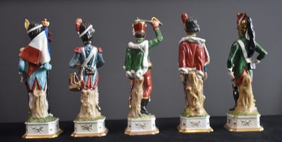 null Collection of porcelain soldiers representing Napoleon and his officers. Middle...