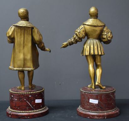 null Pair of historical gilt bronzes. François I and the Constable Anne de Montmorency....