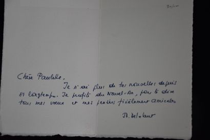 Jo Delahaut (1911-1992)., Jo Delahaut (1911-1992). Lot de deux cartes de vœux lithographies...