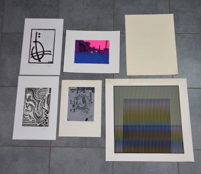 null Unframed lot of 33 lithographs, prints, serigraphs by modern artists including...