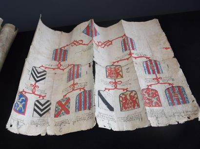 null Heraldry, genealogy: lot of four documents on paper and parchment XVI th and...
