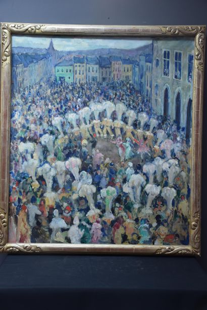 Fernand Verhaegen Fernand Verhaegen (1883-1975). The roundel in Binche. Oil on canvas...