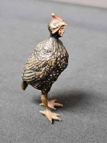 null Polychrome bronze from Vienna, anthropomorphic turkey. Height: 7 cm.