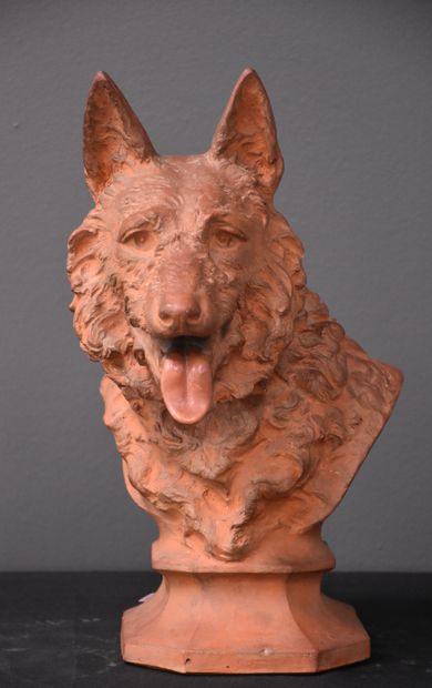 Karel de Kessel (1849-1922) Karel de Kessel (1849-1922). Terracotta bust of a dog....