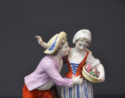 null Small group in fine earthenware. Late 18th century Romantic subject. The harvest....