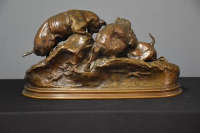 Pierre Jules Mène (1810-1879) Pierre Jules Mène (1810-1879). Animal bronze, the three...