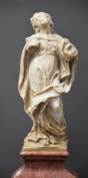 null Baroque sculpture in alabaster XVII th century. Accidents and missing parts....