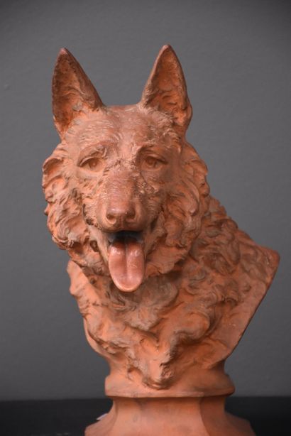 Karel de Kessel (1849-1922) Karel de Kessel (1849-1922). Terracotta bust of a dog....