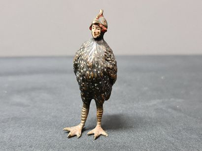 来自维也纳的多色青铜器，拟人化的火鸡。高度：7厘米。