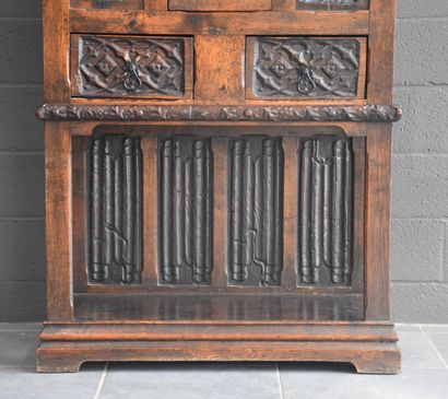 null Gothic style cabinet / credenza. 19th century. Presence of old panels probably...