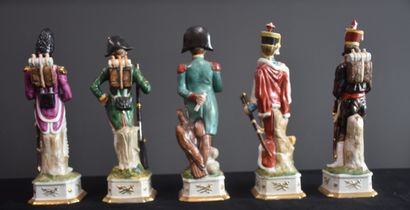 null Collection of porcelain soldiers representing Napoleon and his officers. Middle...