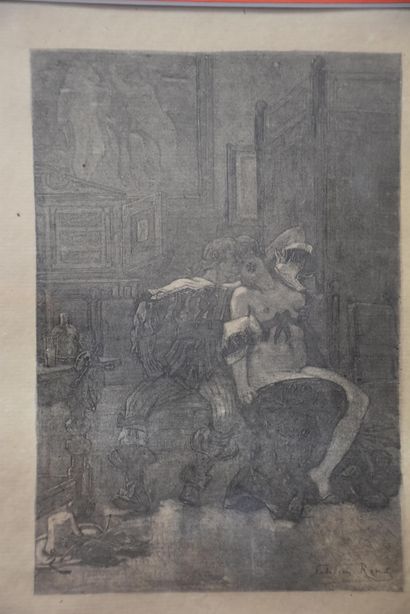 Félicien Rops (1833-1898) Félicien Rops (1833-1898). Erotic lithograph. Size : 17...