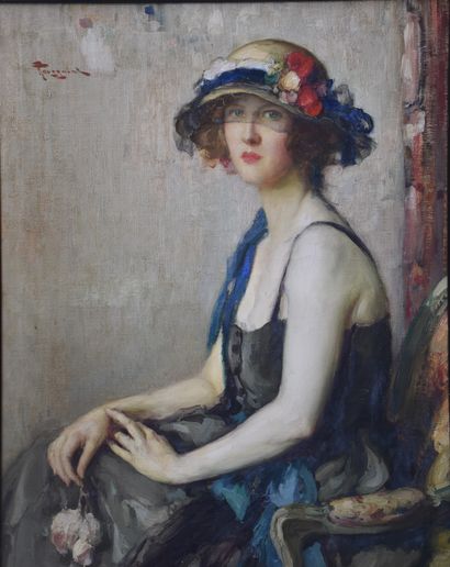 Fernand Toussaint (1873-1956) 
Fernand Toussaint (1873-1956). L'élégante au chapeau...