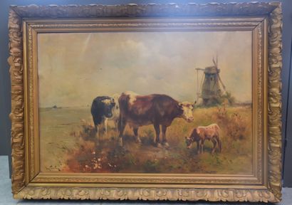 Henry SCHOUTEN (1857/64-1927) Henry SCHOUTEN (1857/64-1927). Cows in the meadow,...