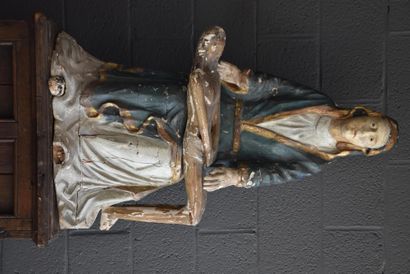 null Carved and polychromed wood Pieta. Italy 16th century. One hoof missing. Height...