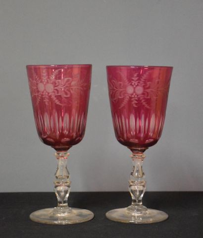 Pair of red crystal wedding glasses from...