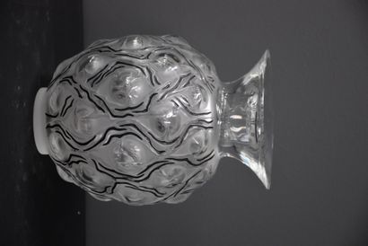 null Lalique. Thorn vase. Colorless crystal. Black enamelled Contemporary work around...