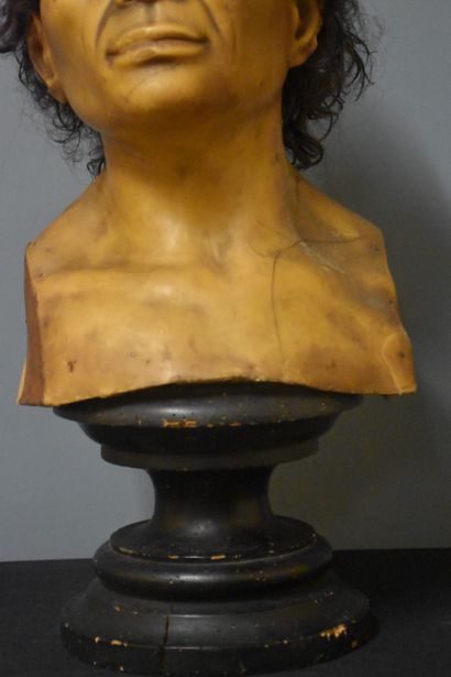 null Curiosa. Beautiful anthropomorphic wax bust representing an oceanian. Porcelain...