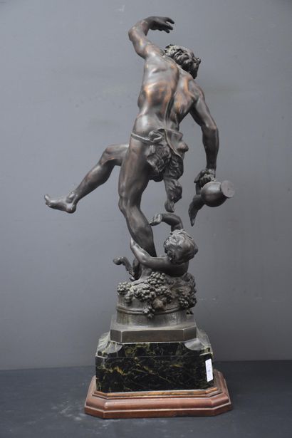 null Sculpture in regula, Bacchus for an allegory of wine. Base in green marble....