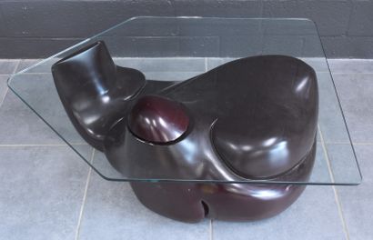 M. Deleare (1948- )., M. Deleare (1948- ). Design coffee table signed under the bell...