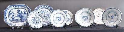 一套18世纪的中国瓷器盘子和碗。(事故，照片见要求)。9件。