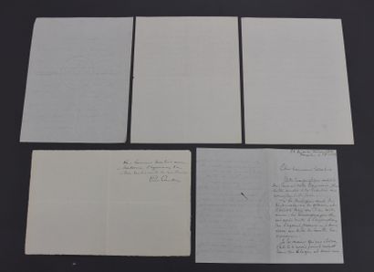 null Pierre PAULUS (1881-1959). Lot de cinq lettres de l'artiste rédigées en 1940...