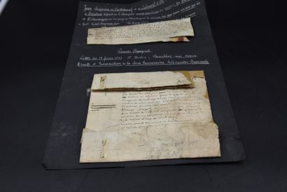 null Lots of two handwritten letters. Middle Ages and Renaissance. 1) Jean Seigneur...